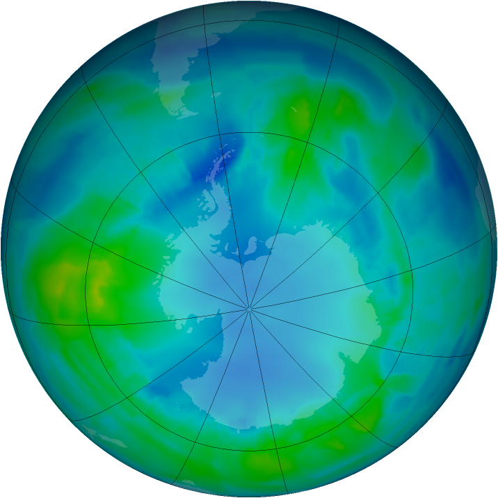 Antarctic ozone map for 23 April 2013
